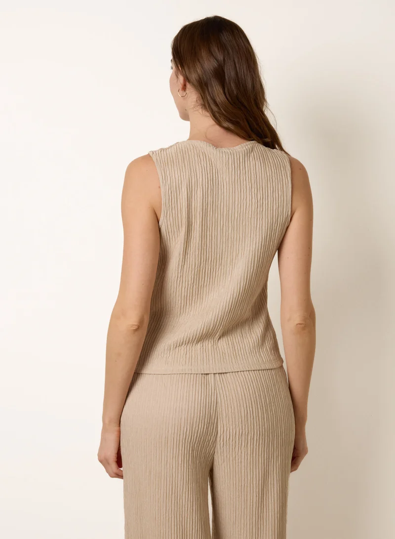 Blue Vanilla Crew Neck Button Through Vest